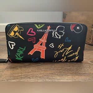 Karl Lagerfeld Black Multicolor Graphic Wallet